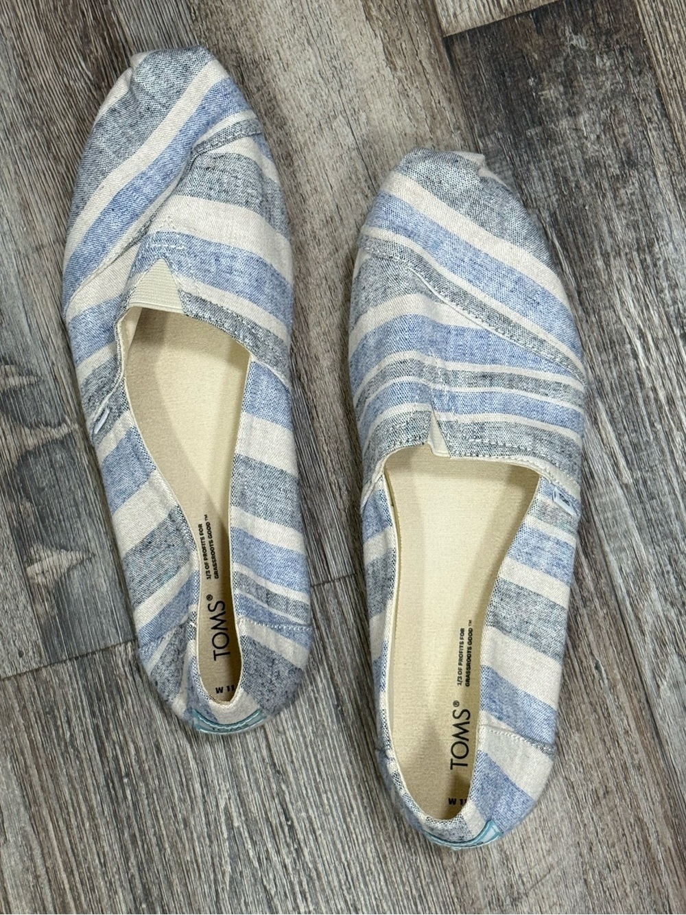 TOMS | Alpargata Striped Espadrilles - Blue Stripe Flats - Women’s 11